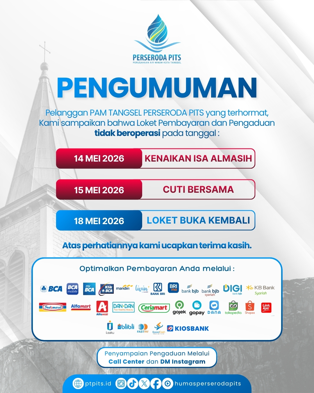 Pelanggan PAM Tangsel Perseroda PITS yang terhormat,